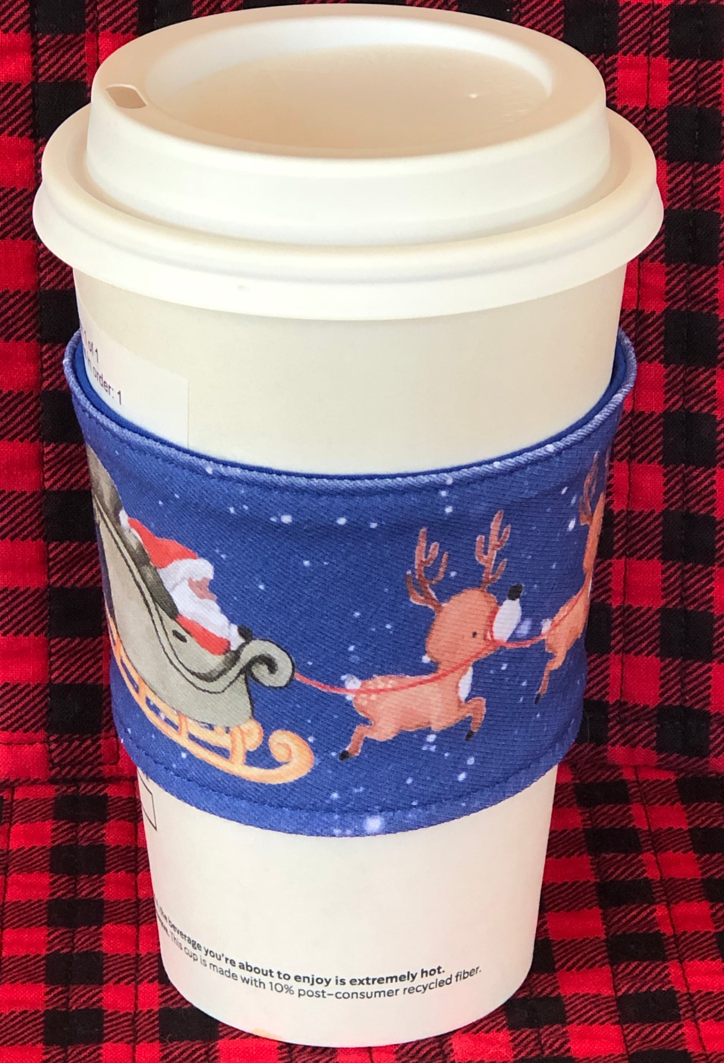 Santa with Reindeer Coffee Cup Sleeves panel