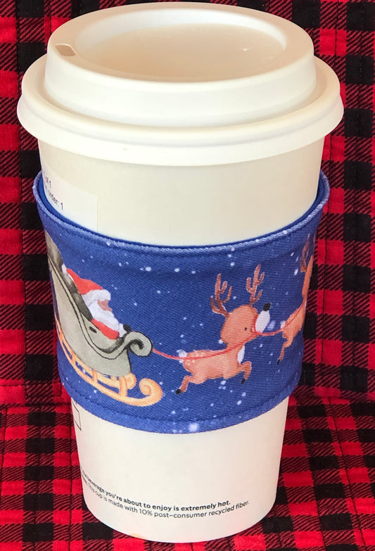 Santa with Reindeer Coffee Cup Sleeves panel