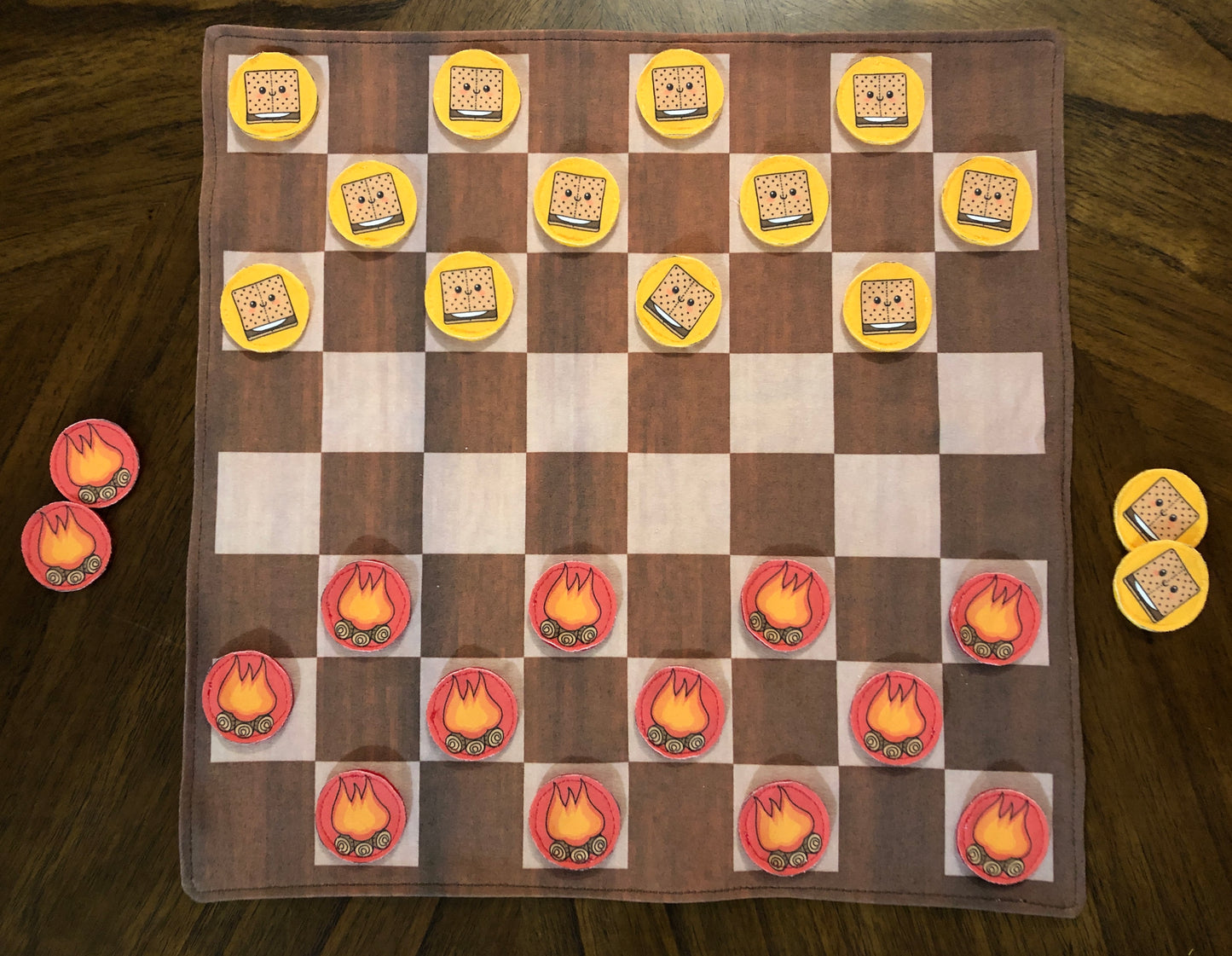 Smores/Campfire Checkers Pieces panel (CHECKERBOARD NOT INCLUDED)