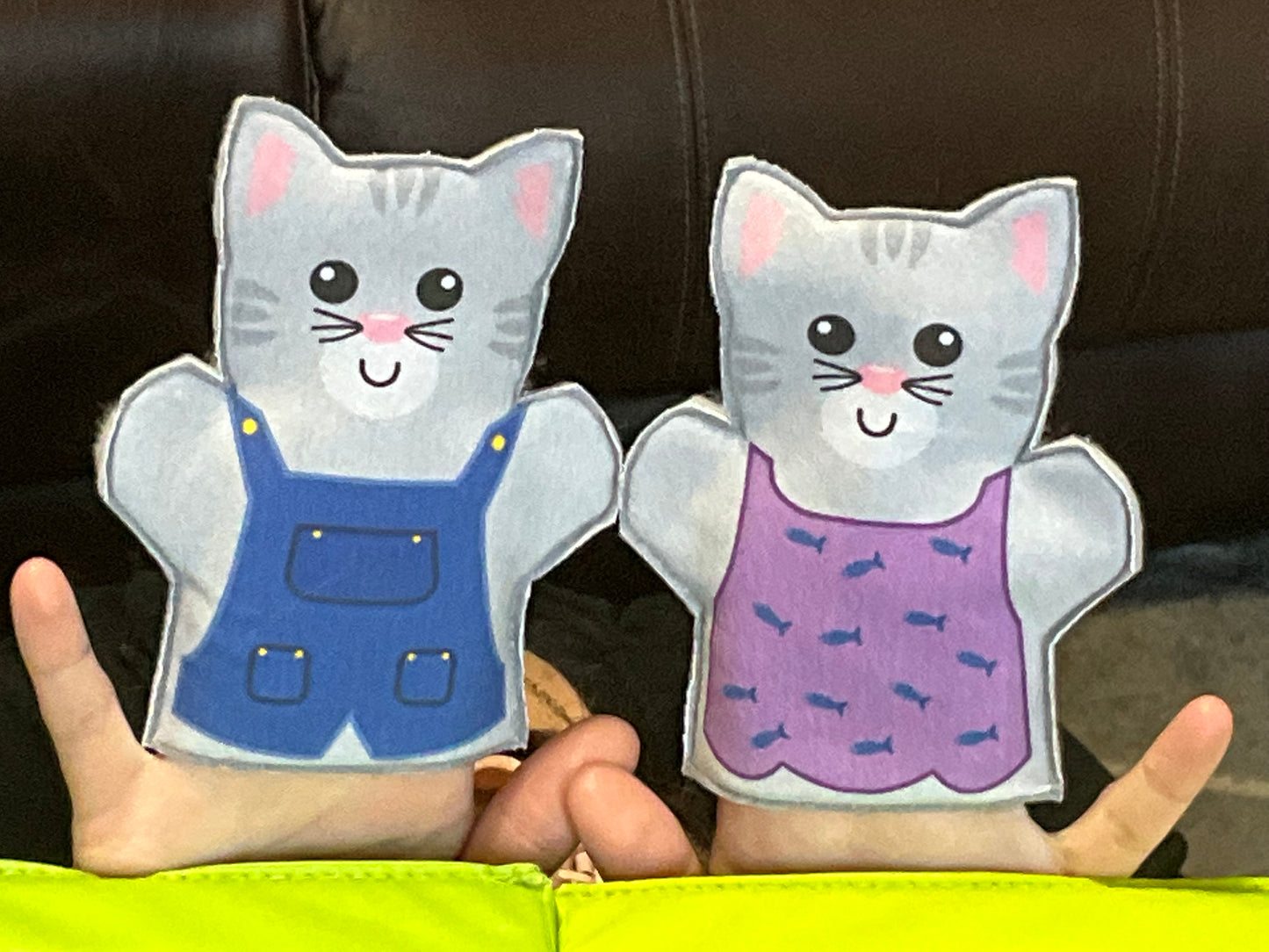 Bear and Cat Jumbo Finger Puppets panels