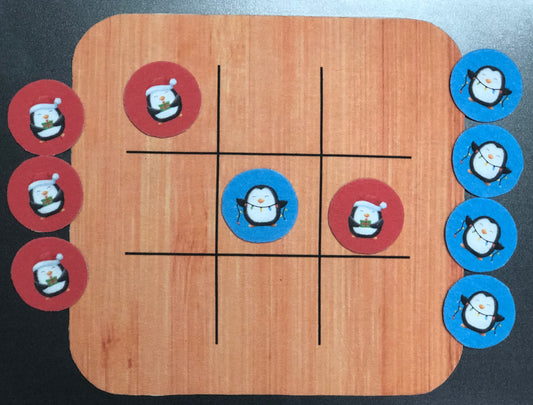 Penguin Checkers/TicTacToe pieces panel (CHECKERBOARD/TICTACTOE Board NOT INCLUDED - PLAYING PIECES ONLY)