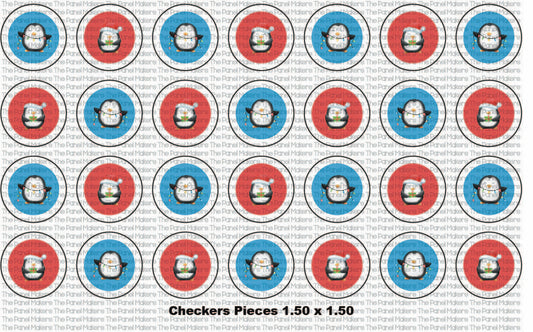 Penguin Checkers/TicTacToe pieces panel (CHECKERBOARD/TICTACTOE Board NOT INCLUDED - PLAYING PIECES ONLY)