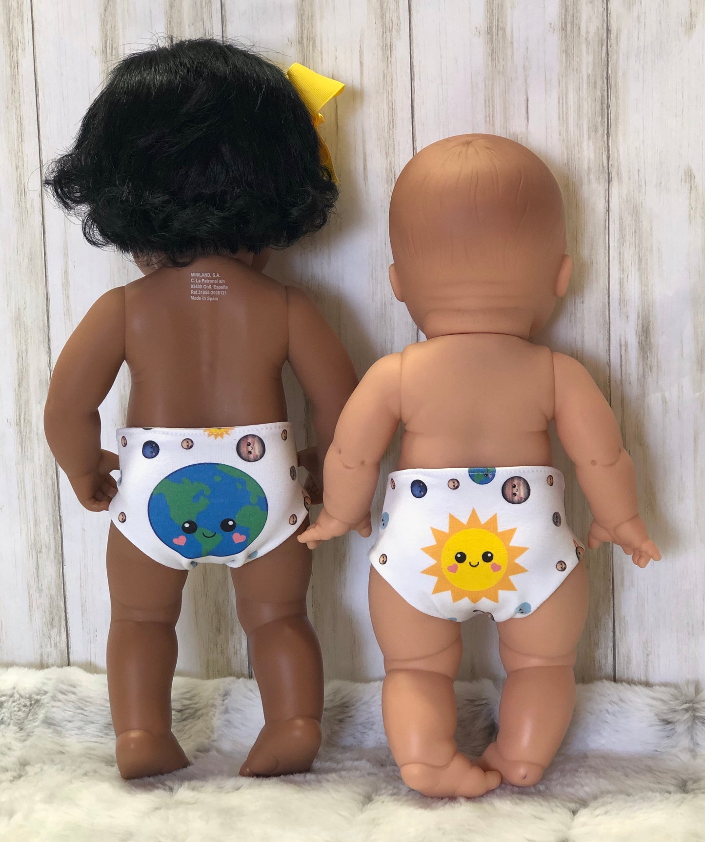 Earth/Planets Baby Doll Diapers panel
