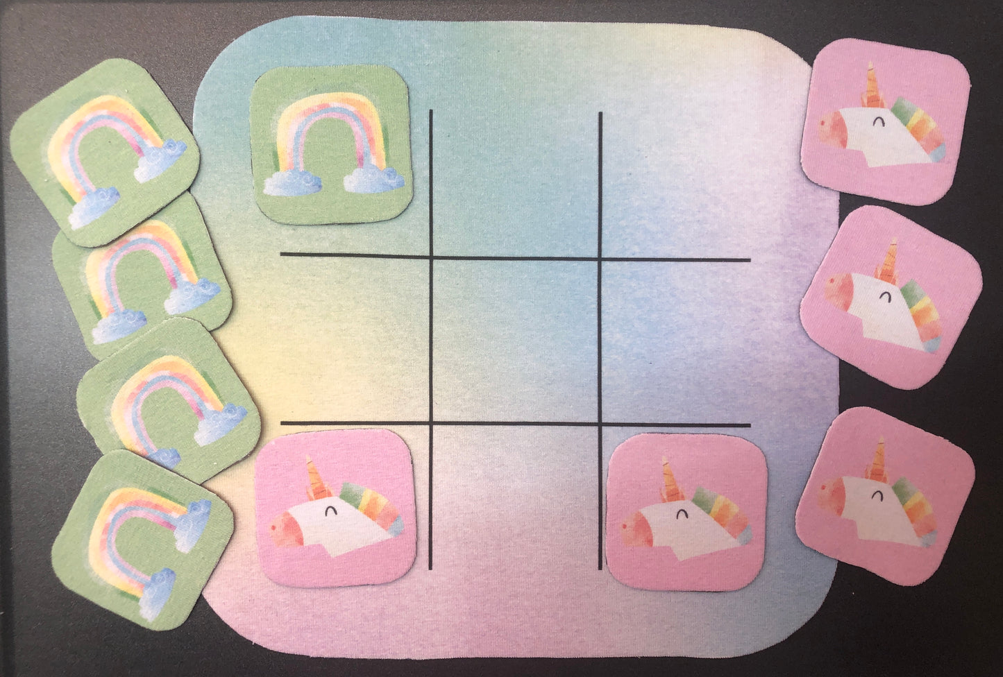 Unicorn and Rainbows Tic Tac Toe panel