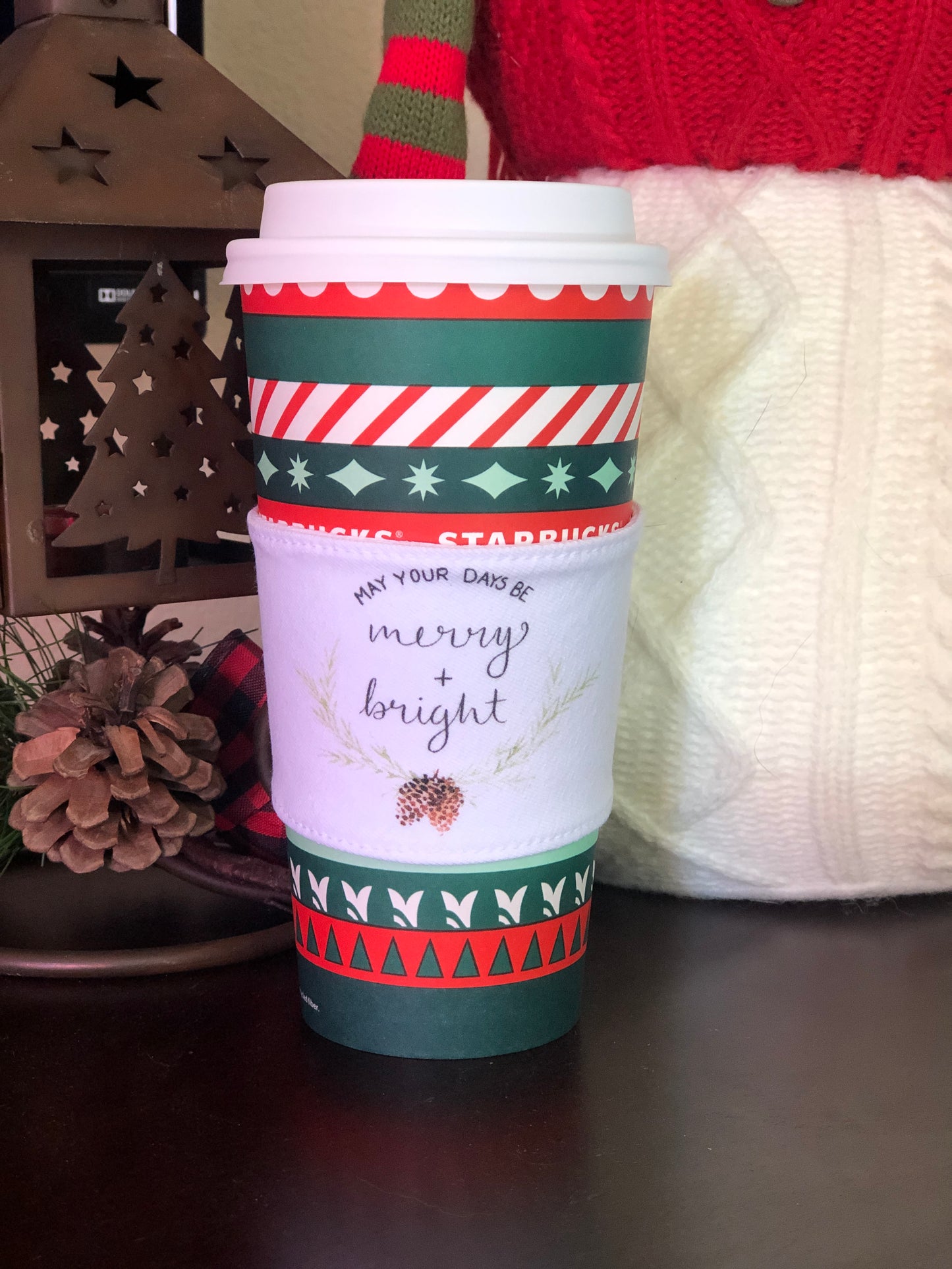 Christmas Greenery Coffee Cup Sleeves panel