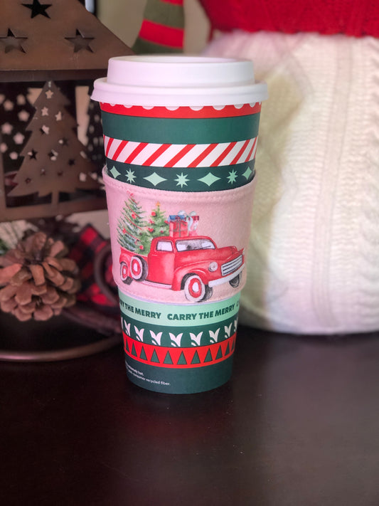 Christmas Trucks Coffee Cup Sleeves Panel